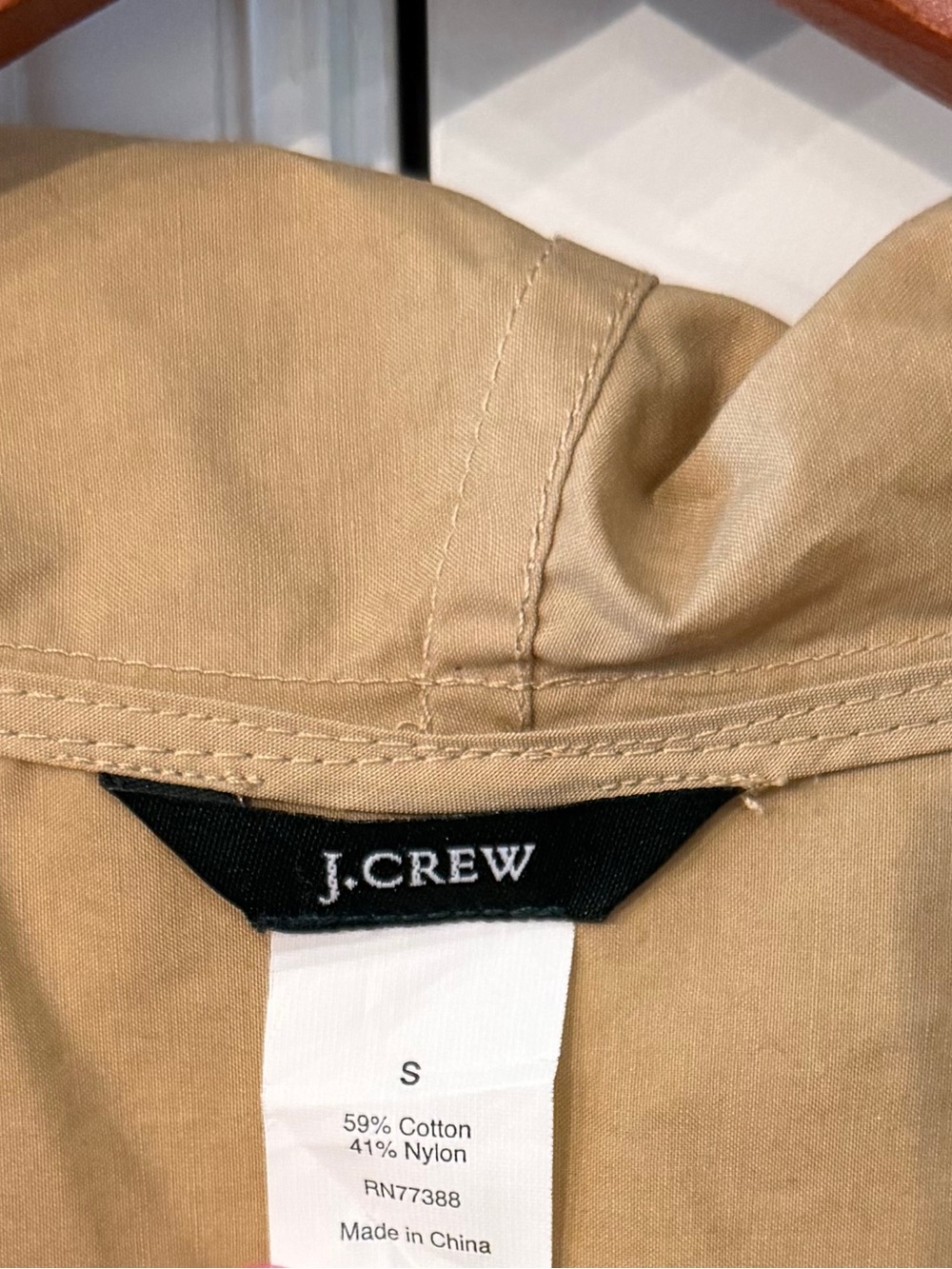 J.Crew Hooded Rain Poncho Cape Khaki Tan Lightweight Utility Jacket Size Small - Picture 4 of 4
